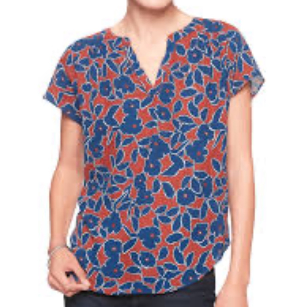 Orange and blue banana republic flowy top; size S